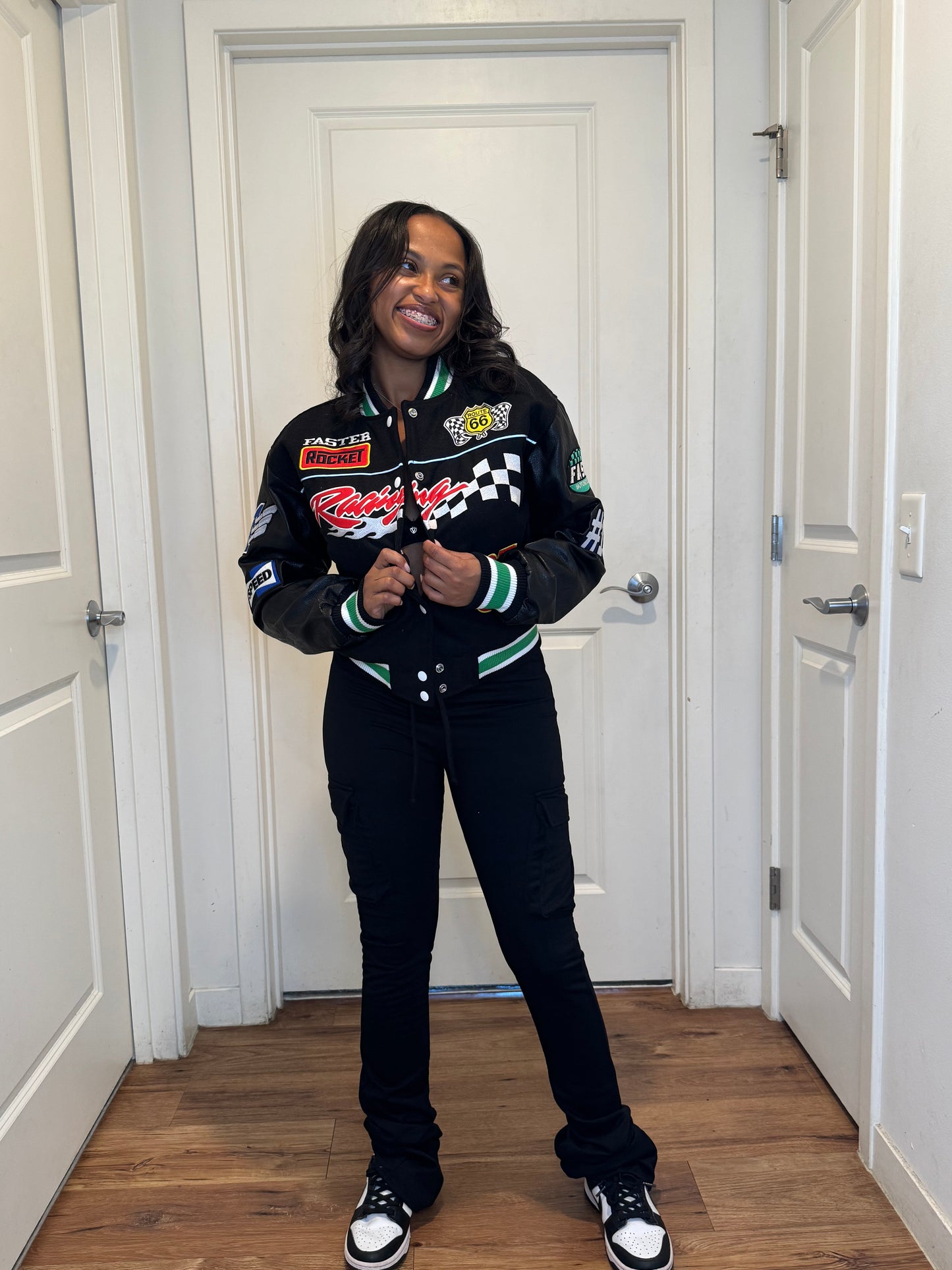 Wool varsity jacket black