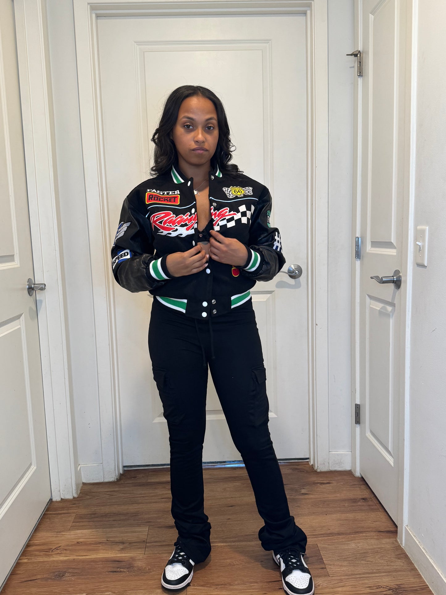 Wool varsity jacket black