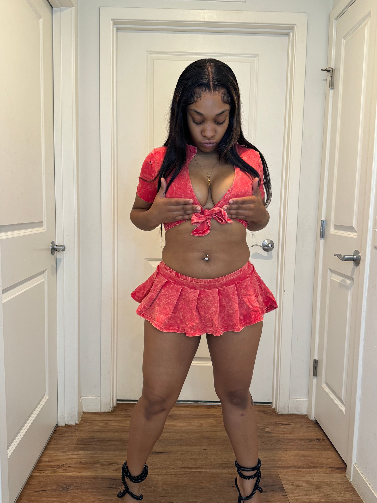 Game time skirt set red