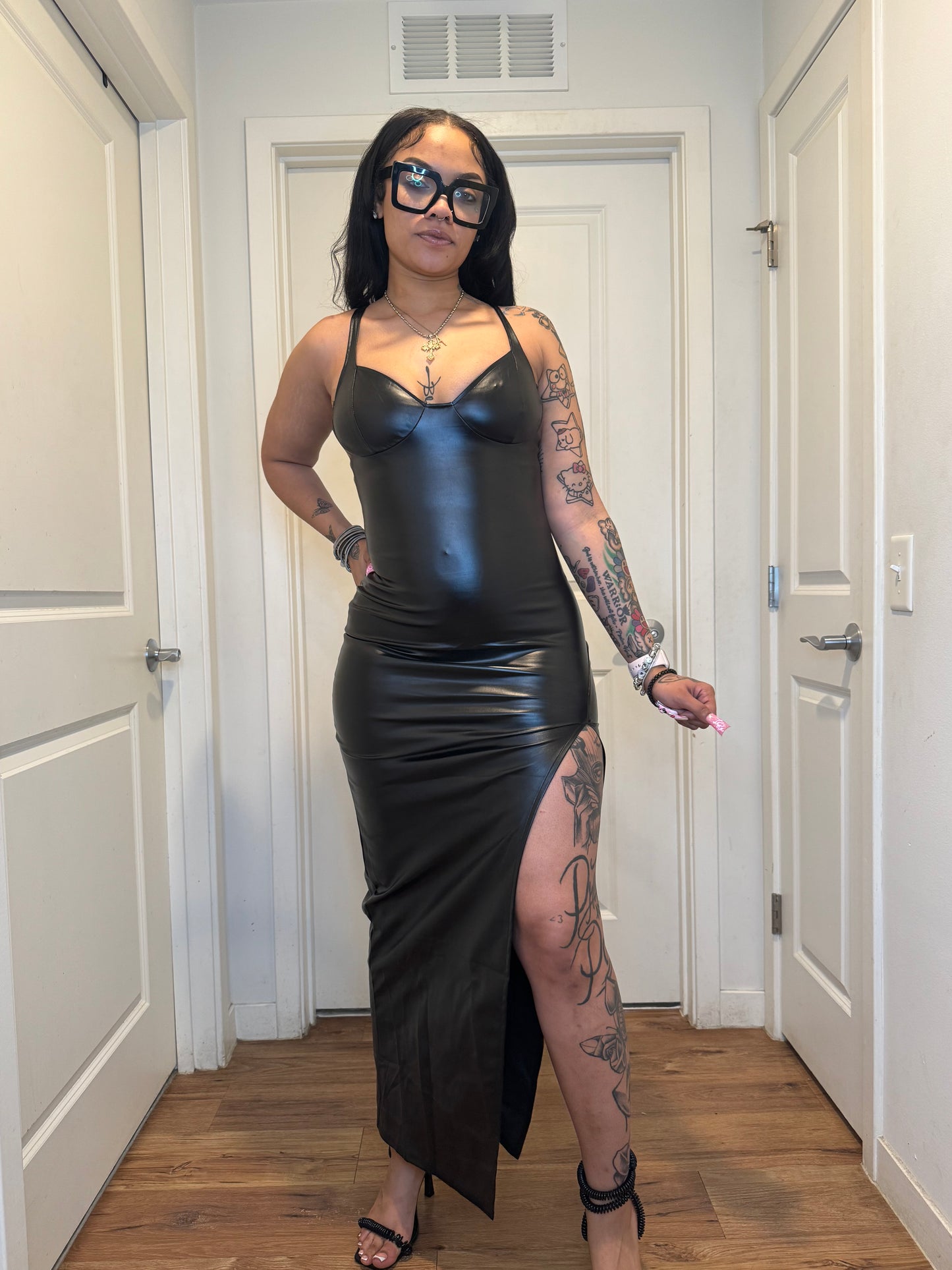 Pleather dress black