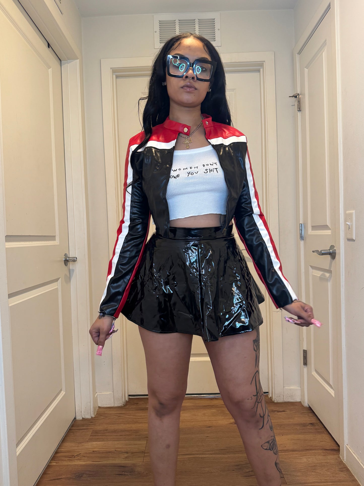 Pleather me skirt black