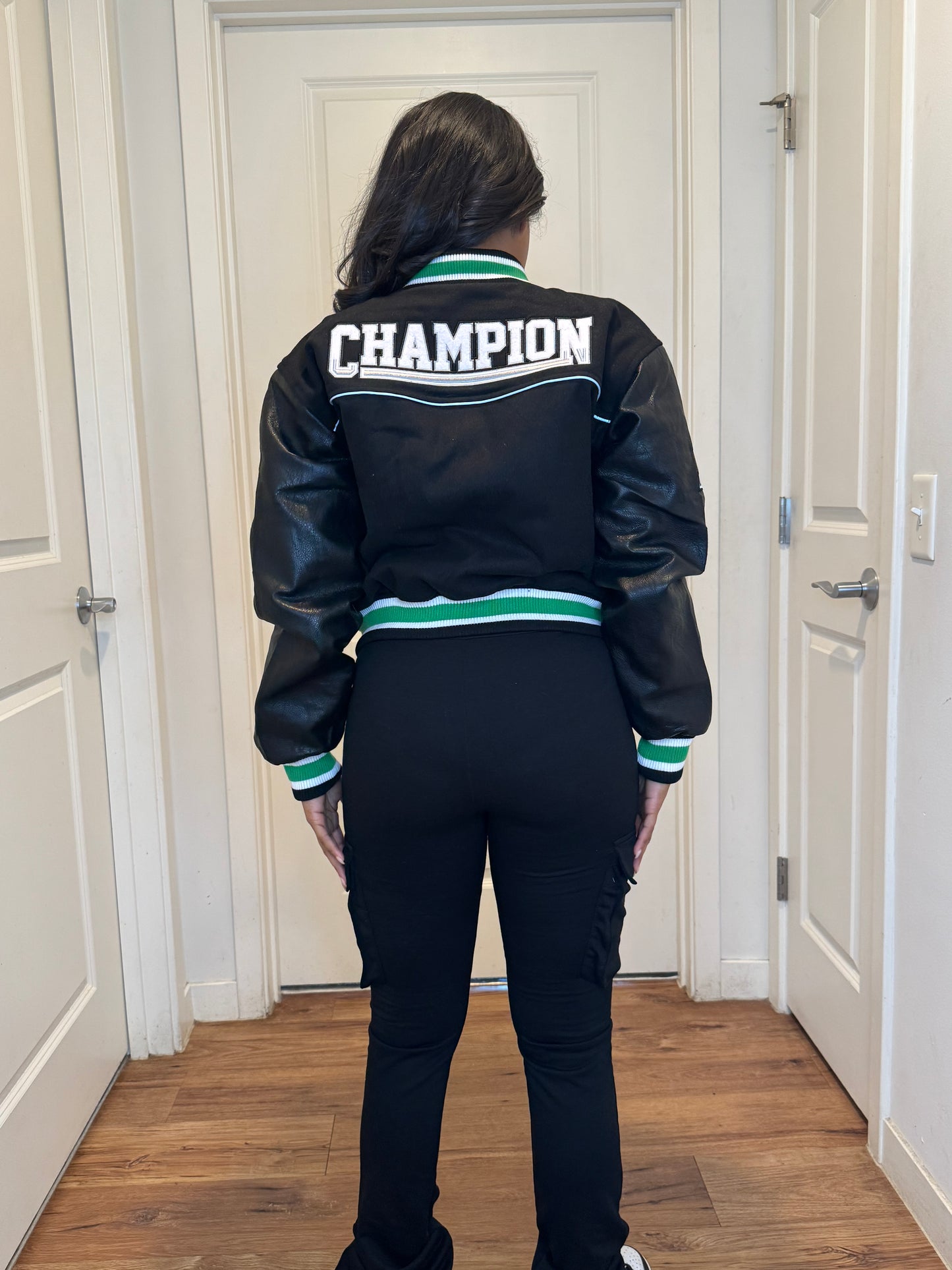 Wool varsity jacket black
