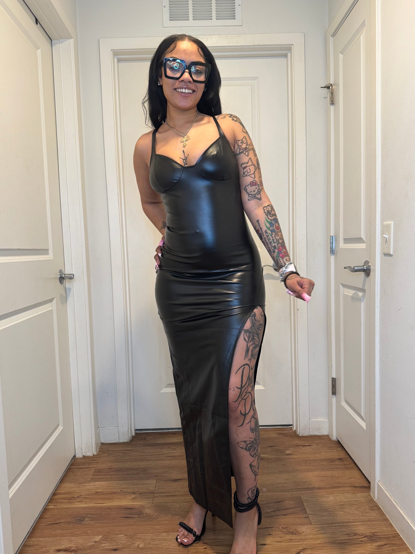Pleather dress black