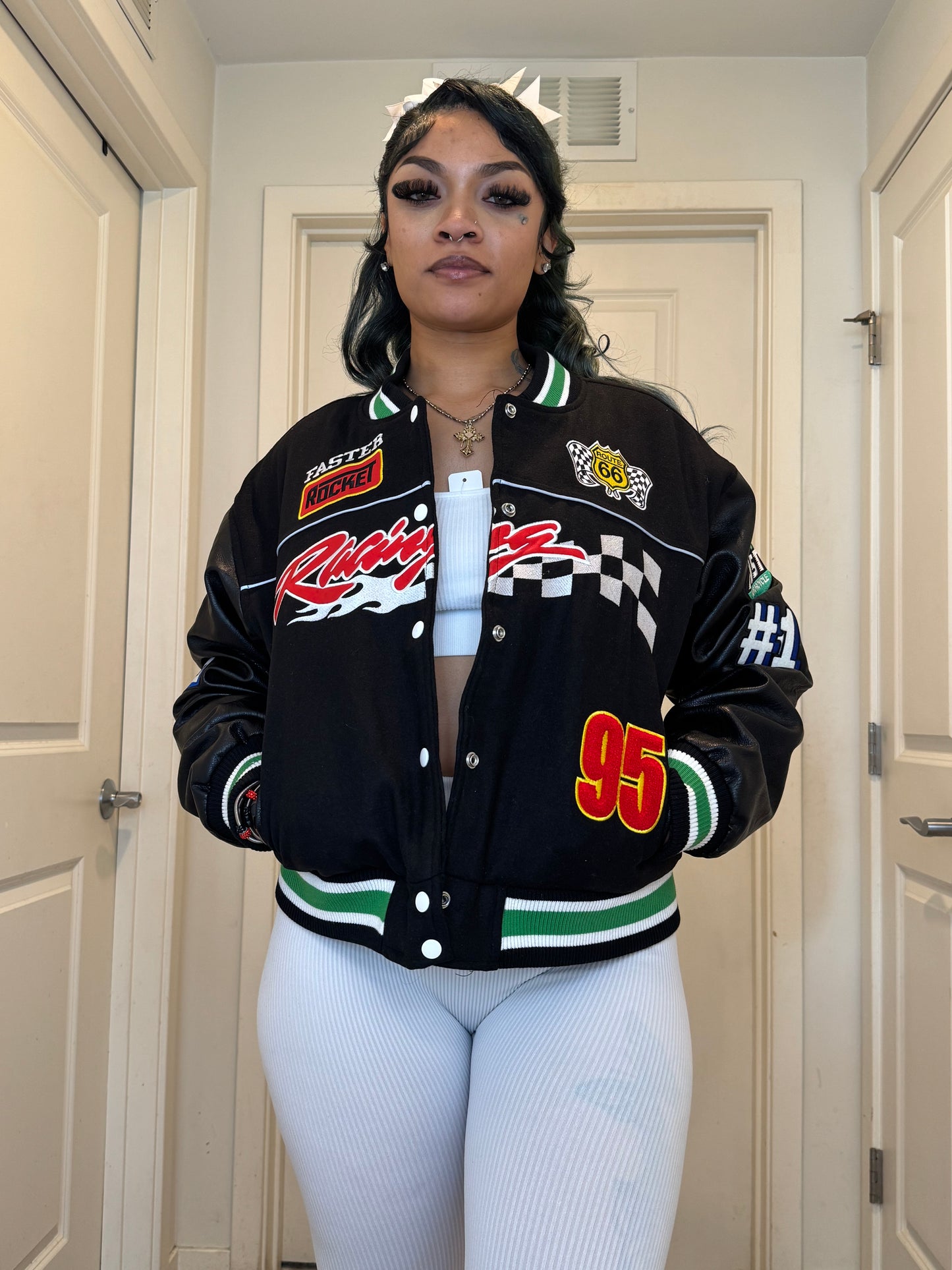 Wool varsity jacket black