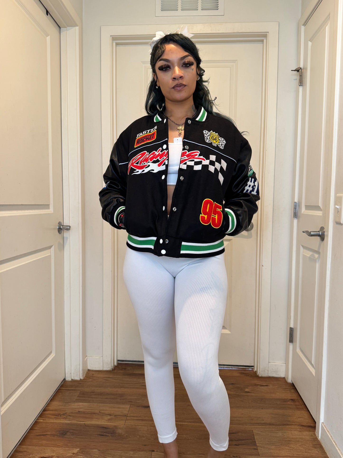 Wool varsity jacket black