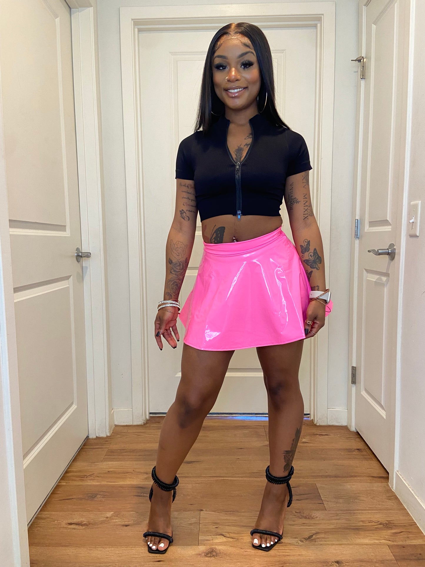 Pleather me skirt pink