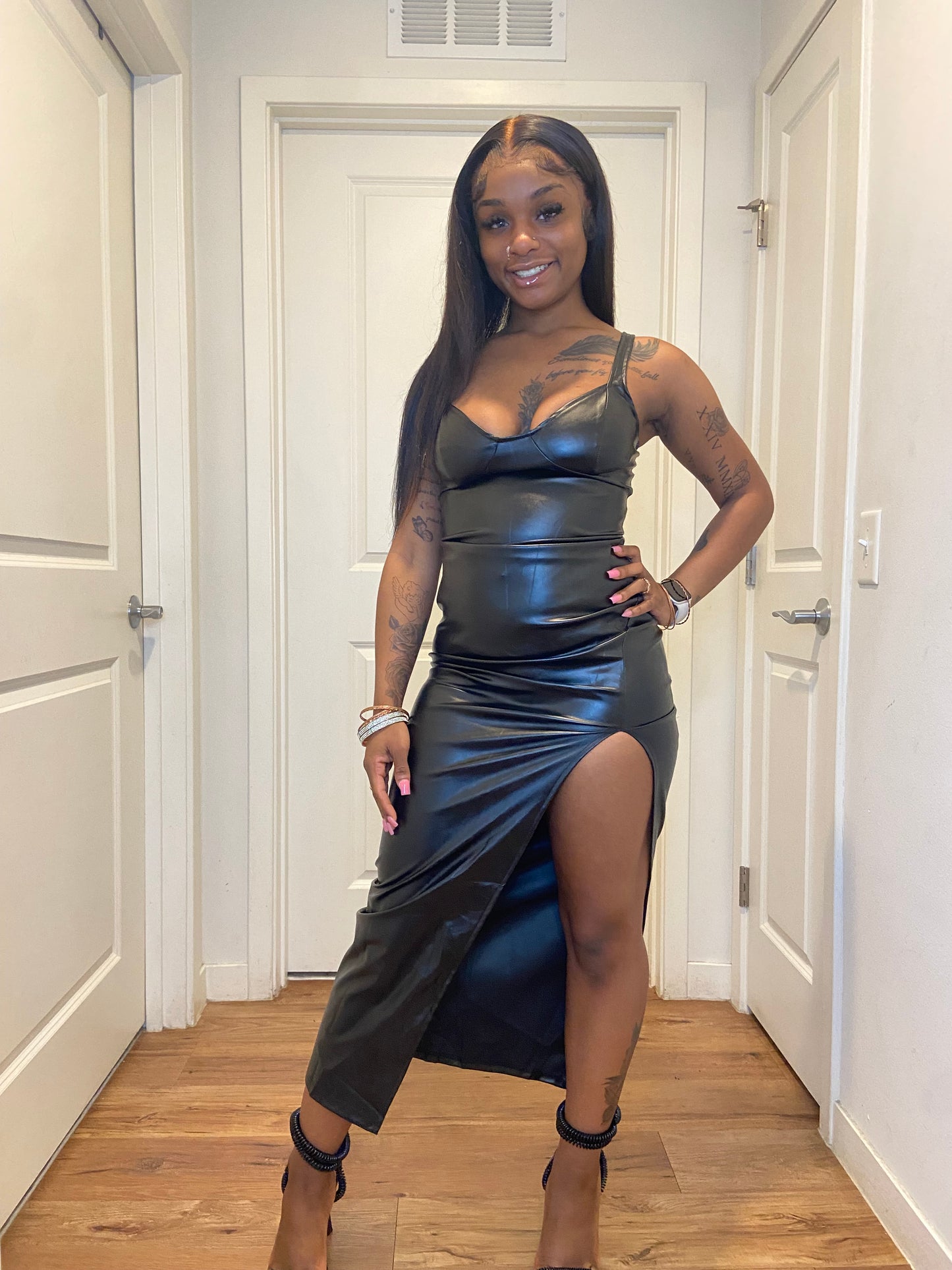 Pleather dress black