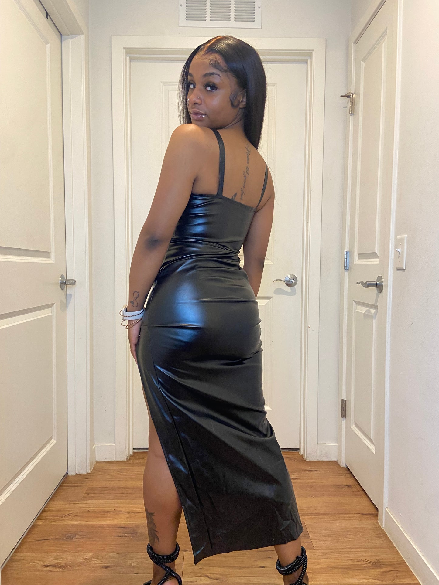 Pleather dress black