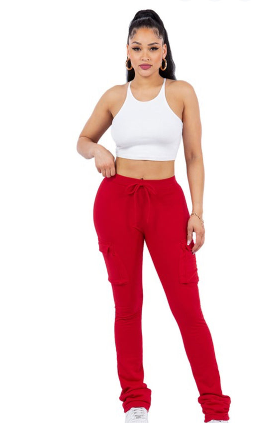 Stacked pants red