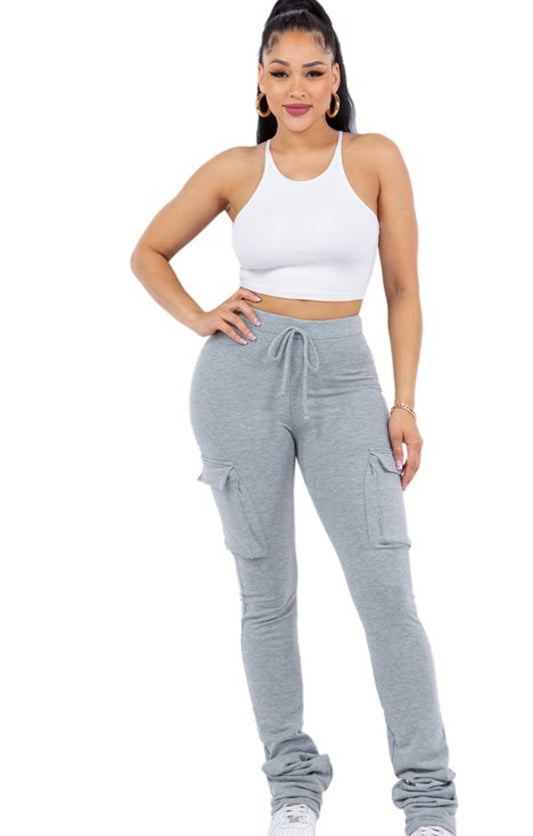 Stacked pants gray