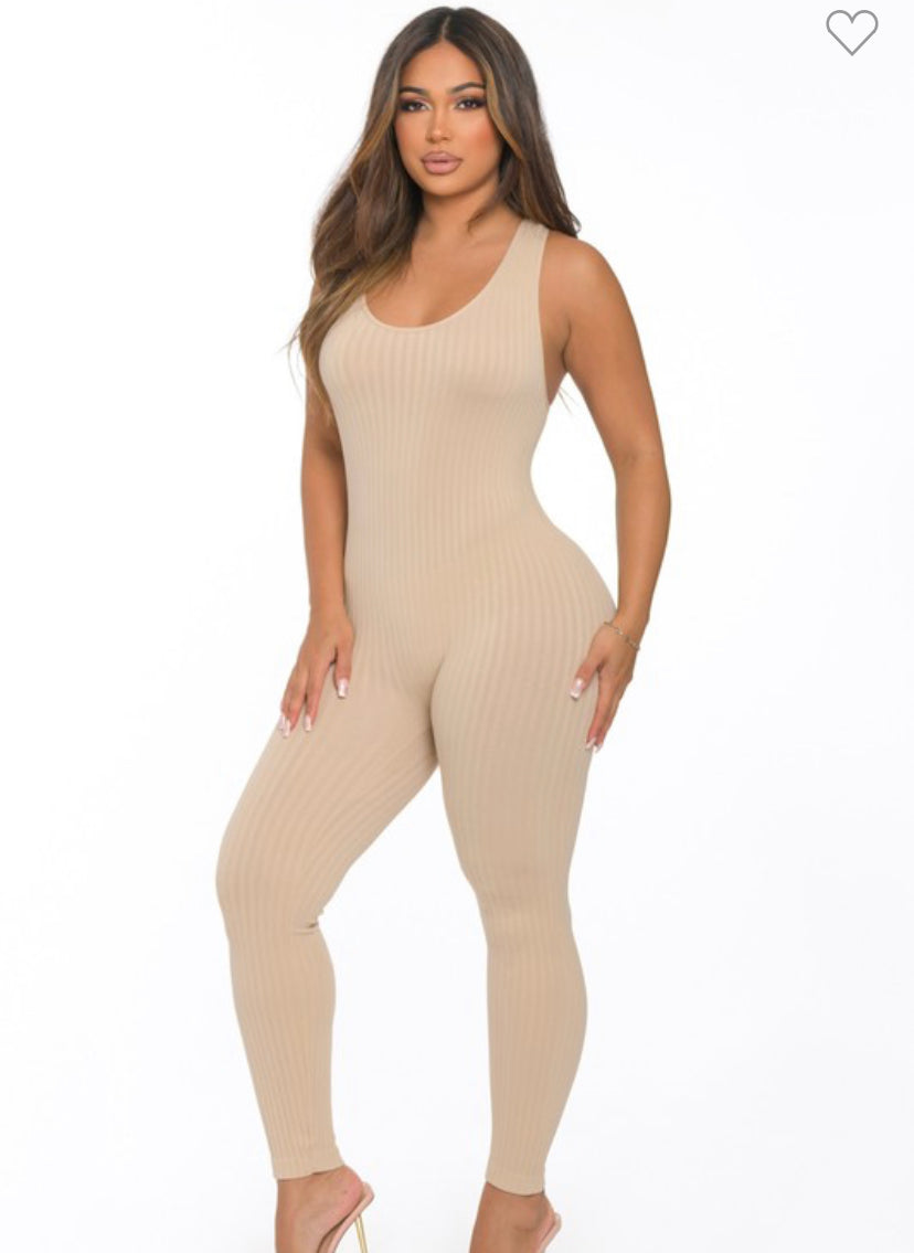 Racer back jumpsuit khaki