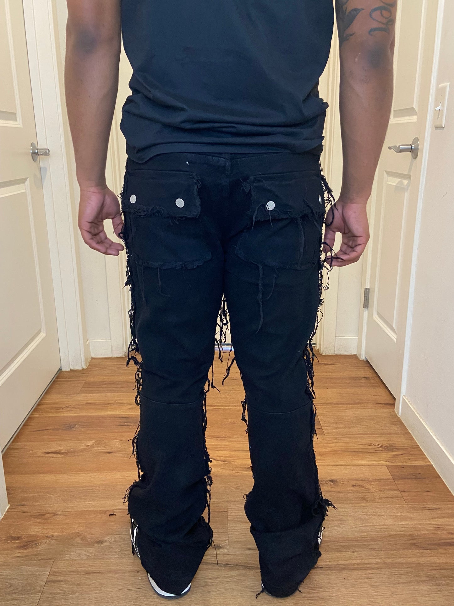 Out pocket men stacked jeans black