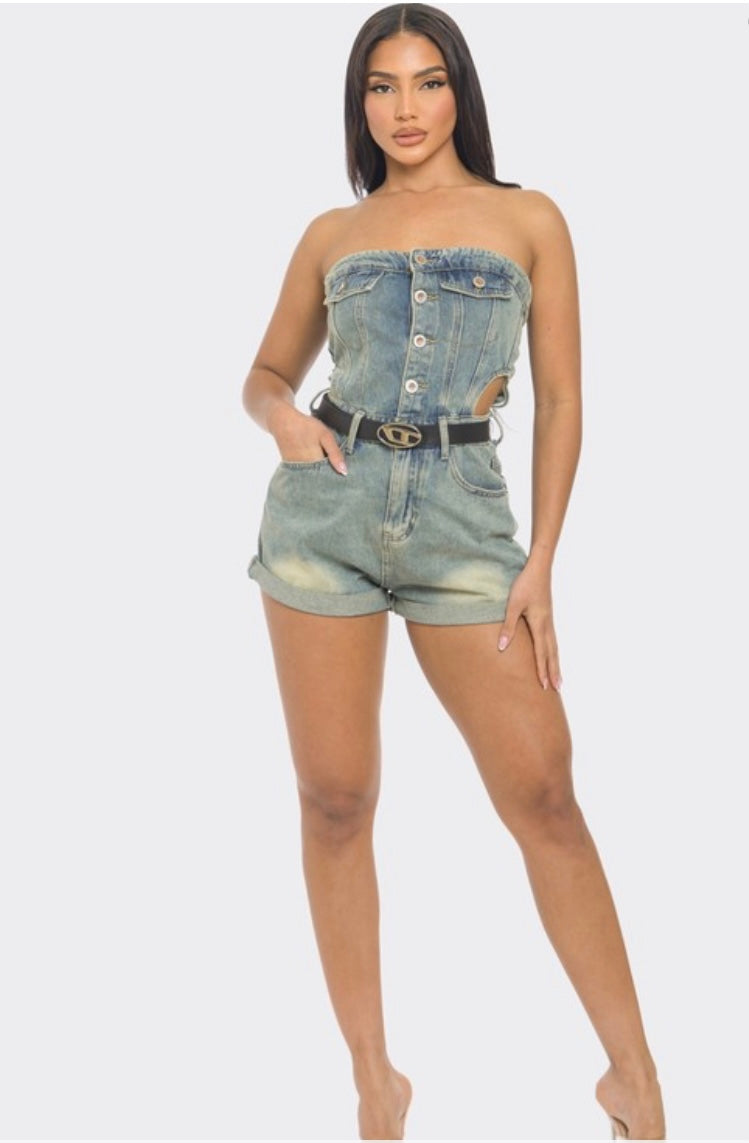 Denim romper