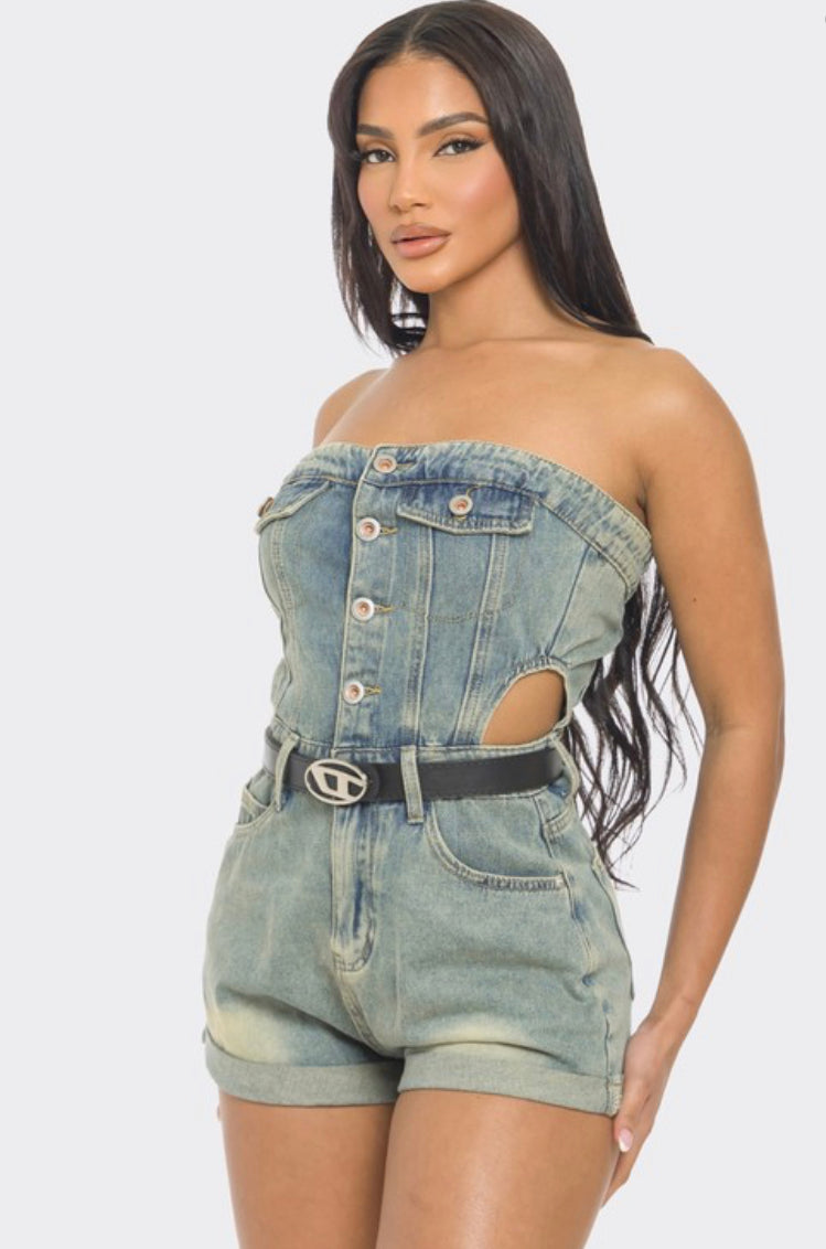 Denim romper